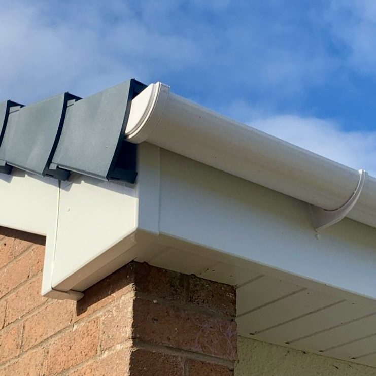 gable end on a house showing soffit and guttering renewal