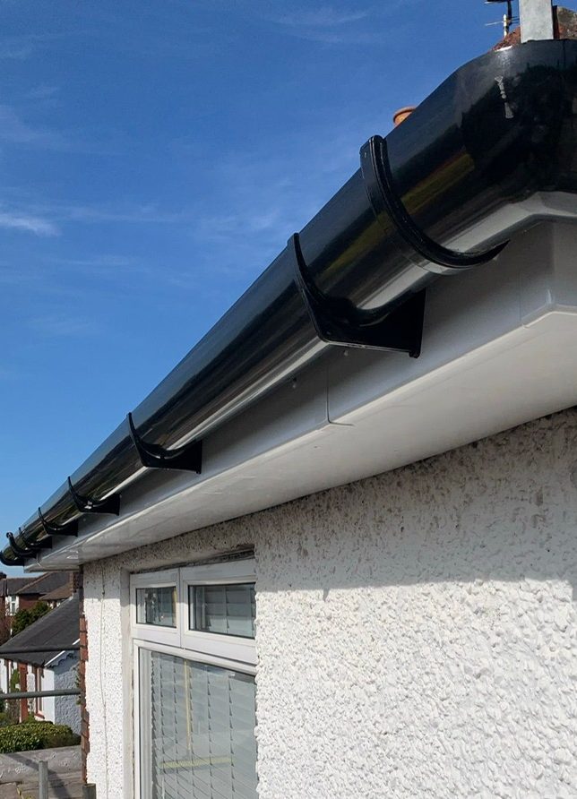 new guttering at the top of a house