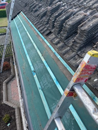 a tile roof being re felted